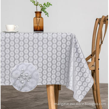 Grå Jacquard vattentät bordsduk